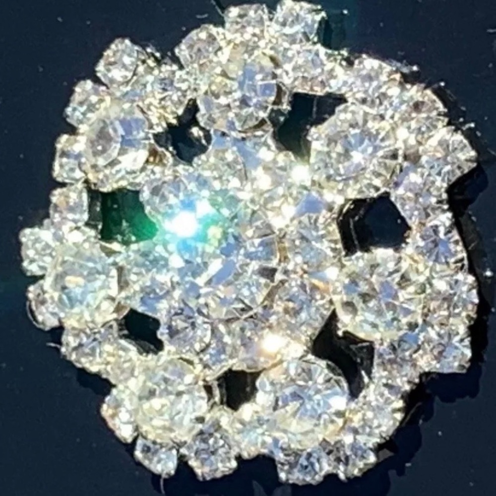 One Rhinestone crystal silver Shank Button Sewing - Picture 7 of 7